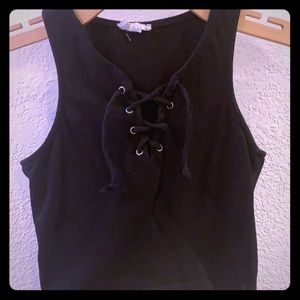 Full Tilt corset tie front crop top